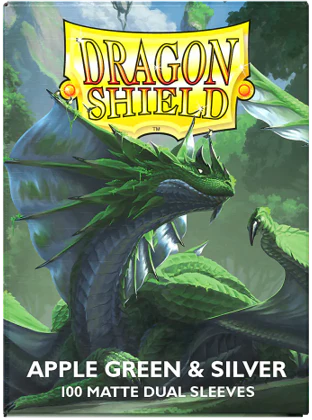 Arcane Tinmen - Dragon Shield Dual Matte Sleeves - Standard Size - Apple Green and Silver - Package of 100