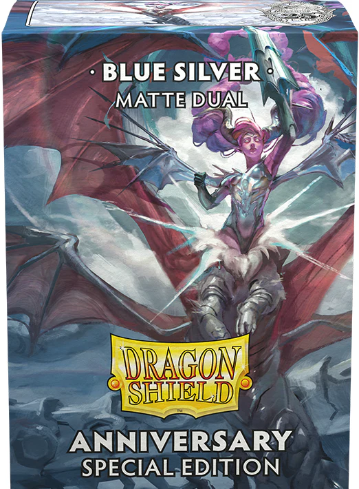 Arcane Tinmen - Dragon Shield Dual Sleeves - Standard Size - Matte - Anniversary Special Edition - Blue and Silver - Package of 100