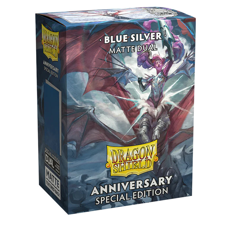 Arcane Tinmen - Dragon Shield Dual Sleeves - Standard Size - Matte - Anniversary Special Edition - Blue and Silver - Package of 100 - Image 2