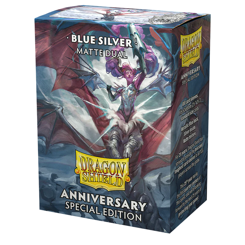 Arcane Tinmen - Dragon Shield Dual Sleeves - Standard Size - Matte - Anniversary Special Edition - Blue and Silver - Package of 100 - Image 3