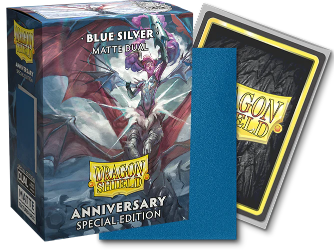 Arcane Tinmen - Dragon Shield Dual Sleeves - Standard Size - Matte - Anniversary Special Edition - Blue and Silver - Package of 100 - Image 4