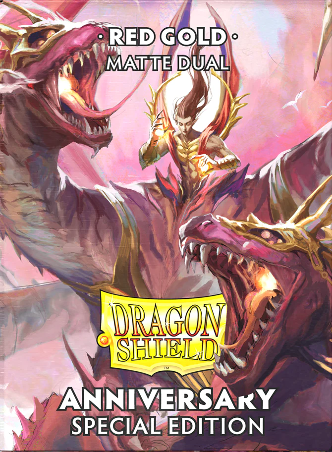 Arcane Tinmen - Dragon Shield Dual Sleeves - Standard Size - Matte - Anniversary Special Edition - Red and Gold - Package of 100