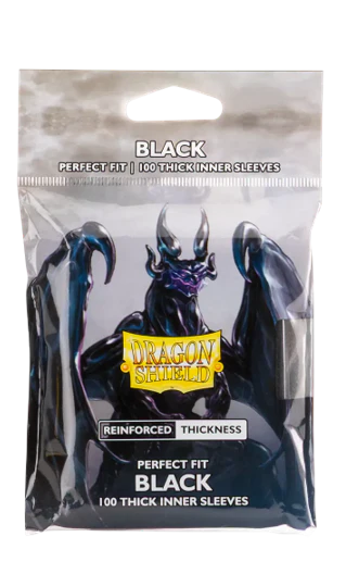 Arcane Tinmen - Dragon Shield Sleeves - Standard Size - Perfect Fit Thick - Black - Package of 100