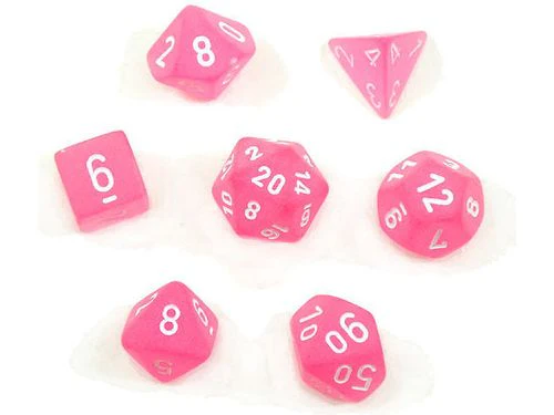Chessex Dice - Frosted Pink with White - Set of 7 - CHX 27464 - Image 2