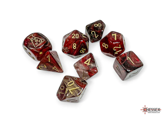 Chessex Dice - Lab Dice - 7-Die Set - Borealis - Polyhedral Cosmos with Gold