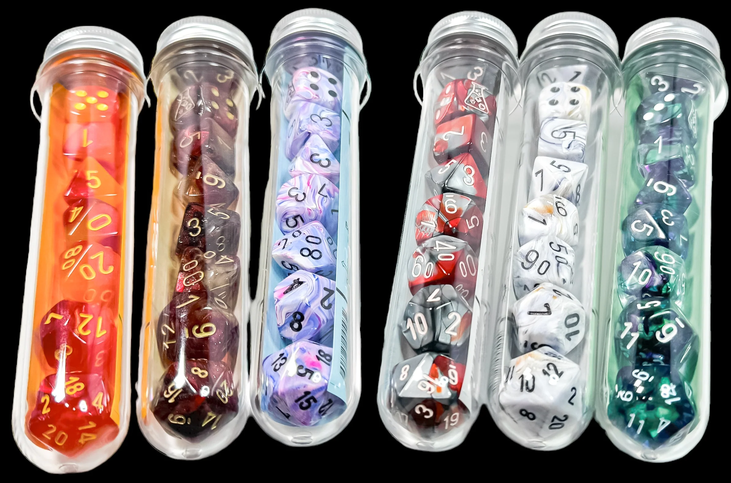 Chessex Dice - Lab Dice - 7-Die Set - Gemini - Polyhedral Gellow - Red Yellow Luminary