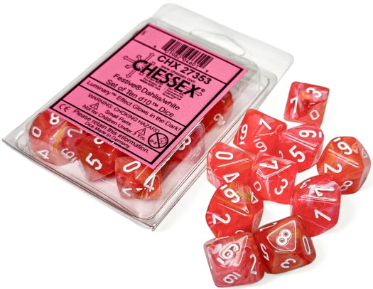 Chessex Dice - Luminary Festive Dahlia with White - Set of 10 D10 - CHX 27353