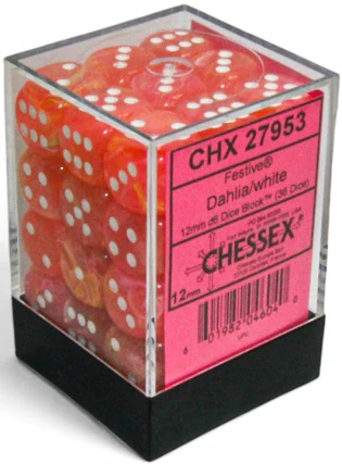 Chessex Dice - Luminary Festive Dahlia with White - Set of 36 D6 - CHX 27953