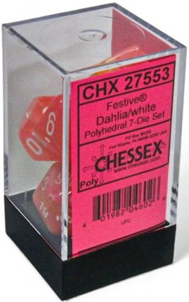 Chessex Dice - Luminary Festive Dahlia with White - Set of 7 - CHX 27553
