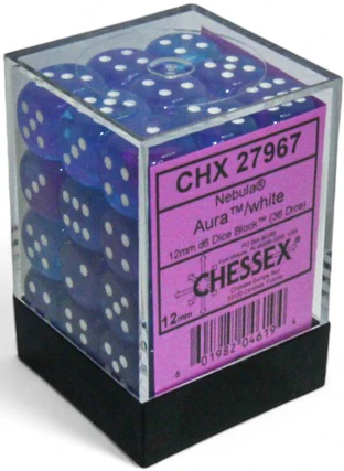Chessex Dice - Nebula Aura with White - Set of 36 D6 - CHX 27967