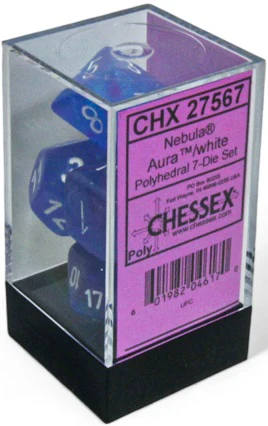 Chessex Dice - Nebula Aura with White - Set of 7 - CHX 27567