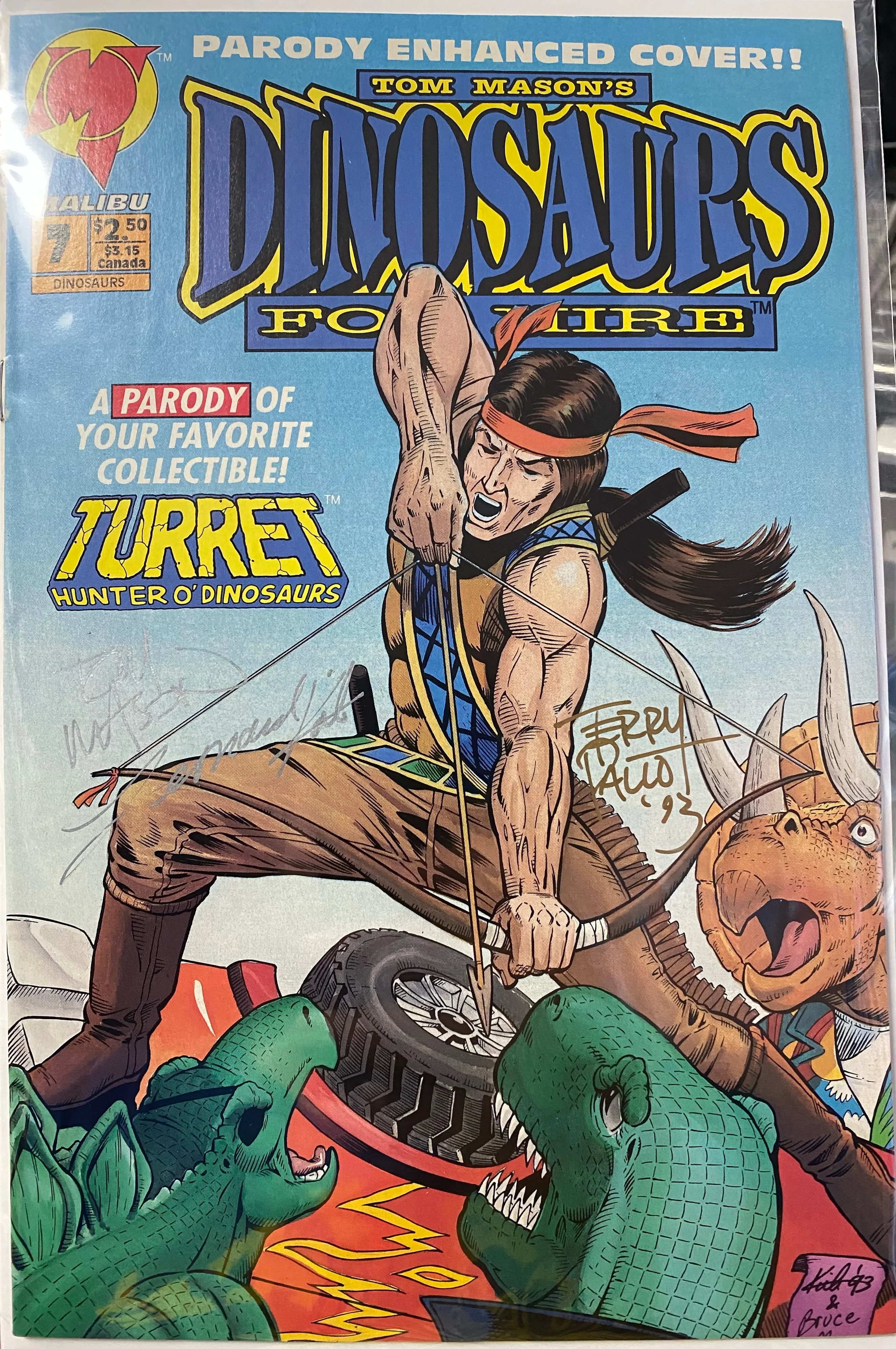 Malibu Comics - Dinosaurs for Hire (1993 2nd Series) 007 Tom Mason & Terry Pallot Signatures (Cond. FN) - 22506