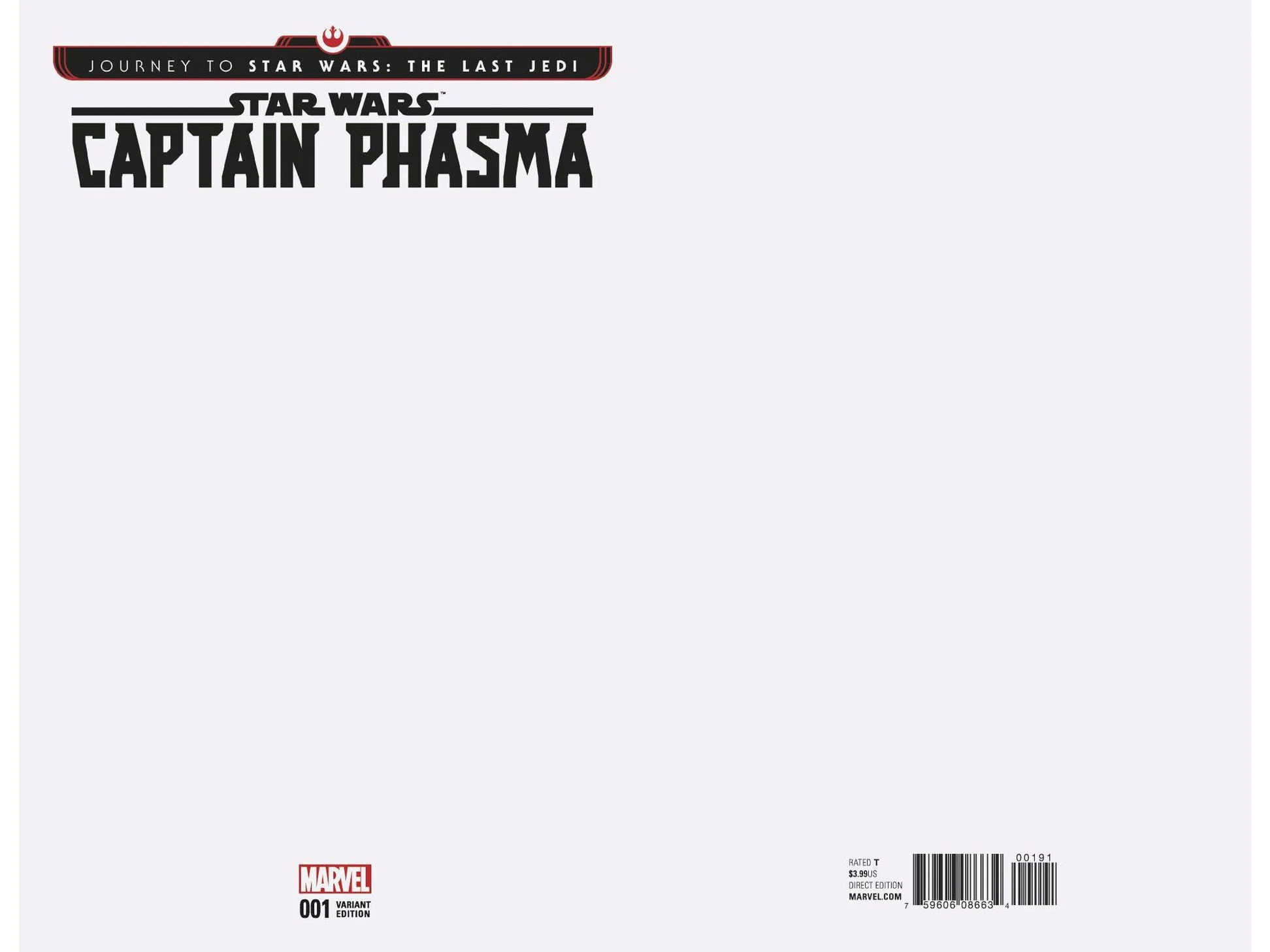 Marvel Comics - Star Wars Last Jedi Captain Phasma 001 Blank Variant (Cond. VF-) 19029