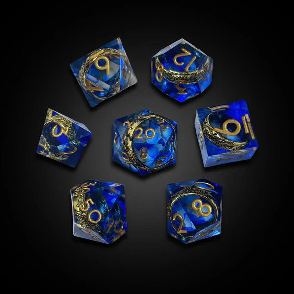 Merchant Guild House - Dice - Rings of Power Blue - Sharp Edge Resin