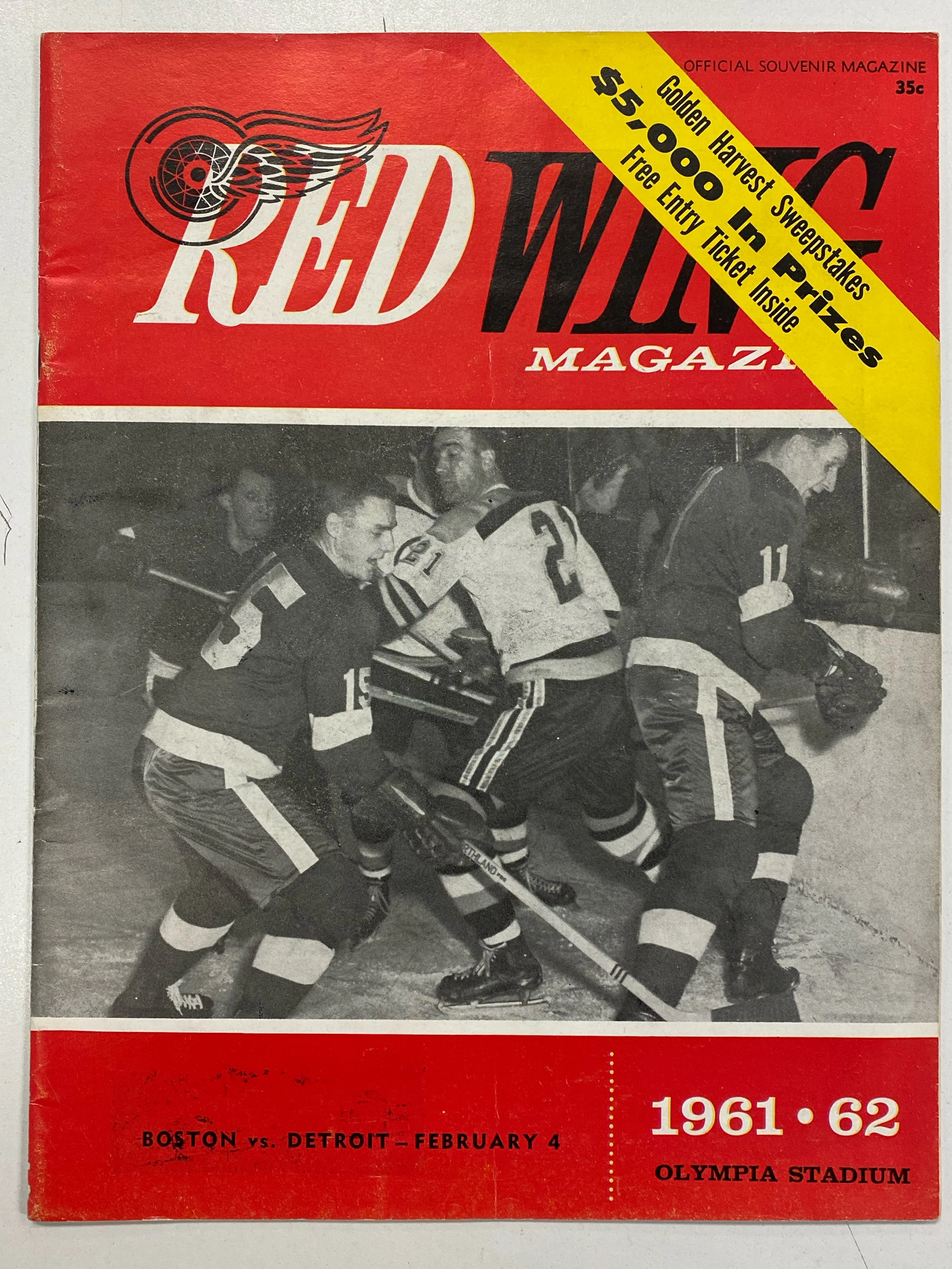 Olympia Stadium - Redwings Souvenir Magazine - 1961-62 - Vintage Magazine (Cond. FN-) - MG0104
