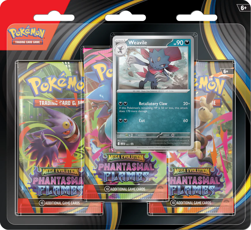 Pokémon - Mega Evolution - Phantasmal Flames - 3 Pack Blister - Weavile