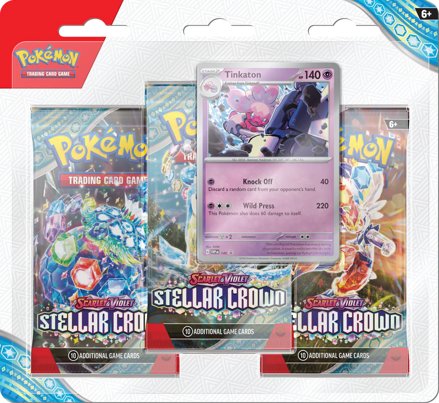 Pokemon - Scarlet and Violet - Stellar Crown - 3 Blister Pack - Tinkaton