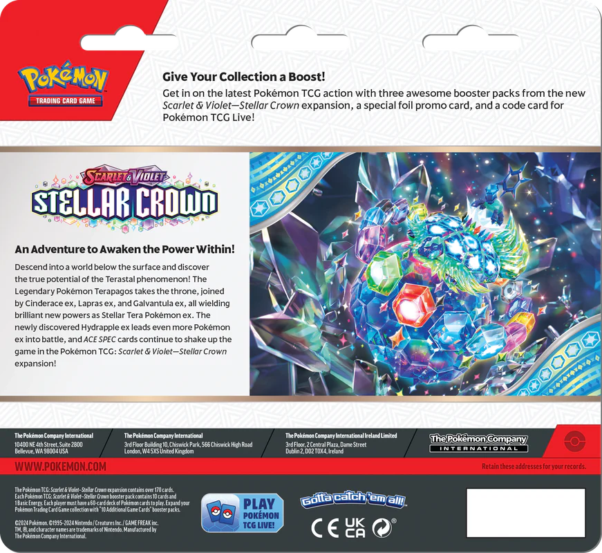 Pokemon - Scarlet and Violet - Stellar Crown - 3 Blister Pack - Tinkaton - Image 2