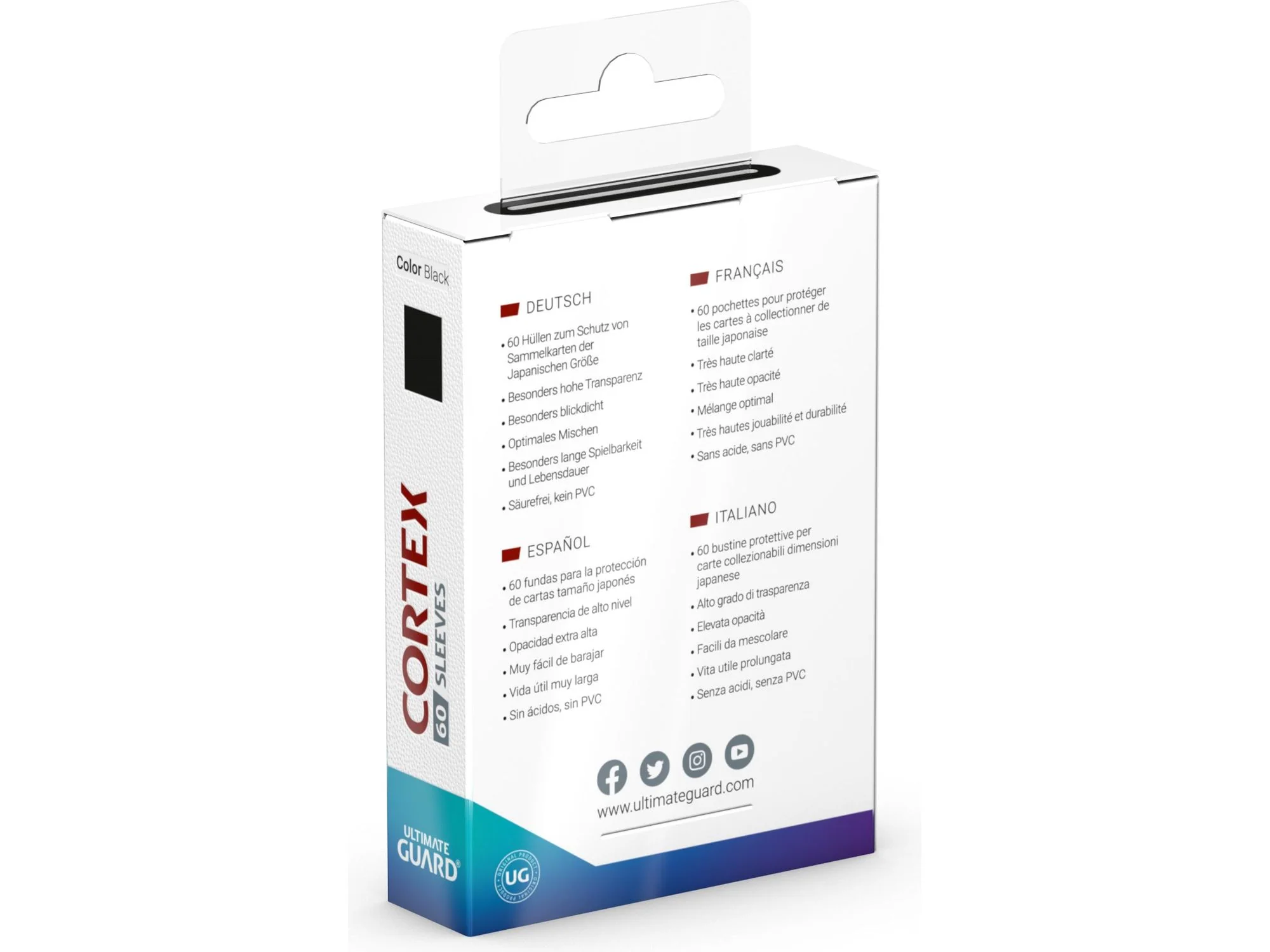 Ultimate Guard - Cortex Sleeves - Japanese Size - Glossy - Black - 60 Count - Image 5