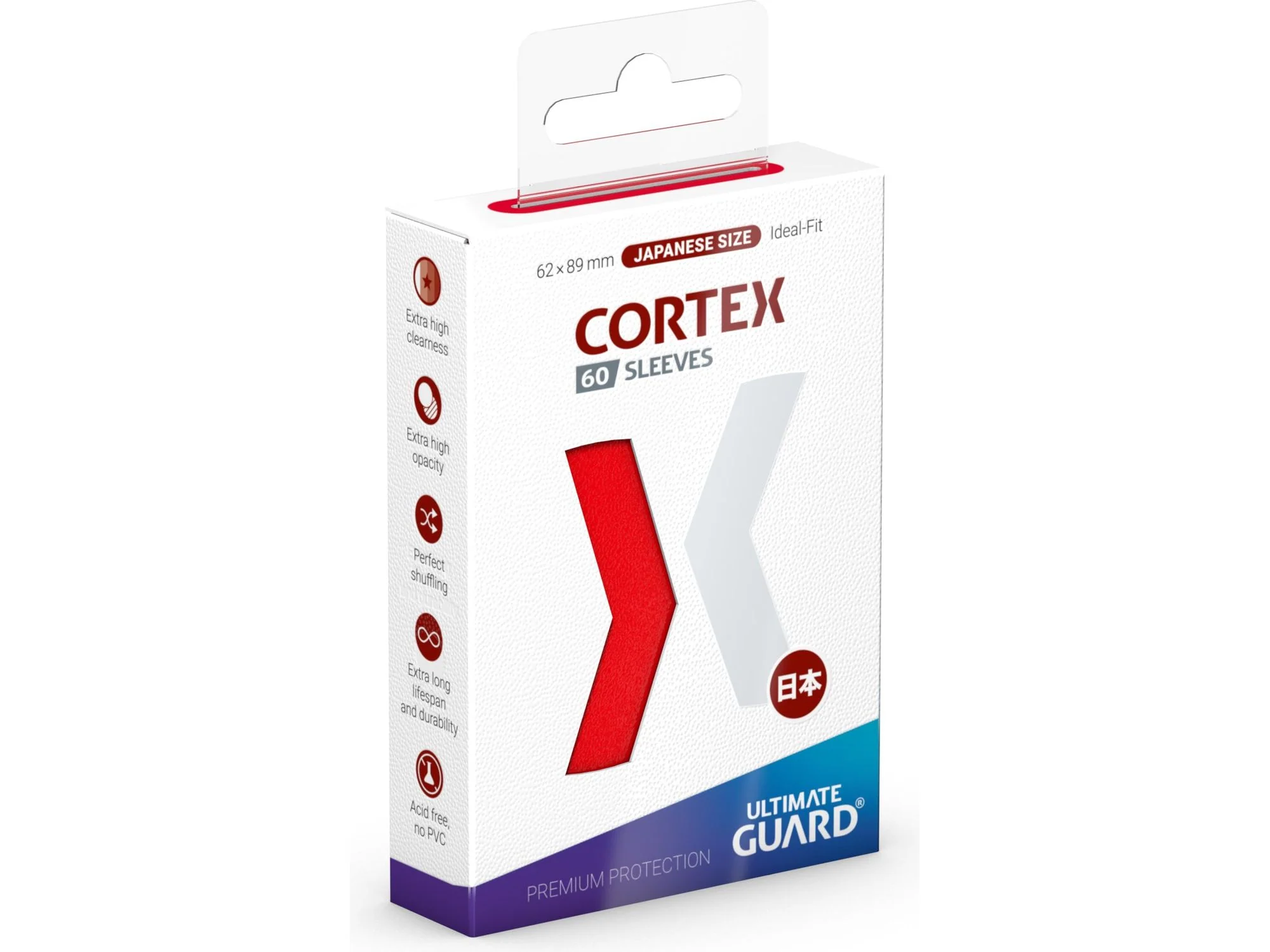Ultimate Guard - Cortex Sleeves - Japanese Size - Glossy - Red - 60 Count - Image 3