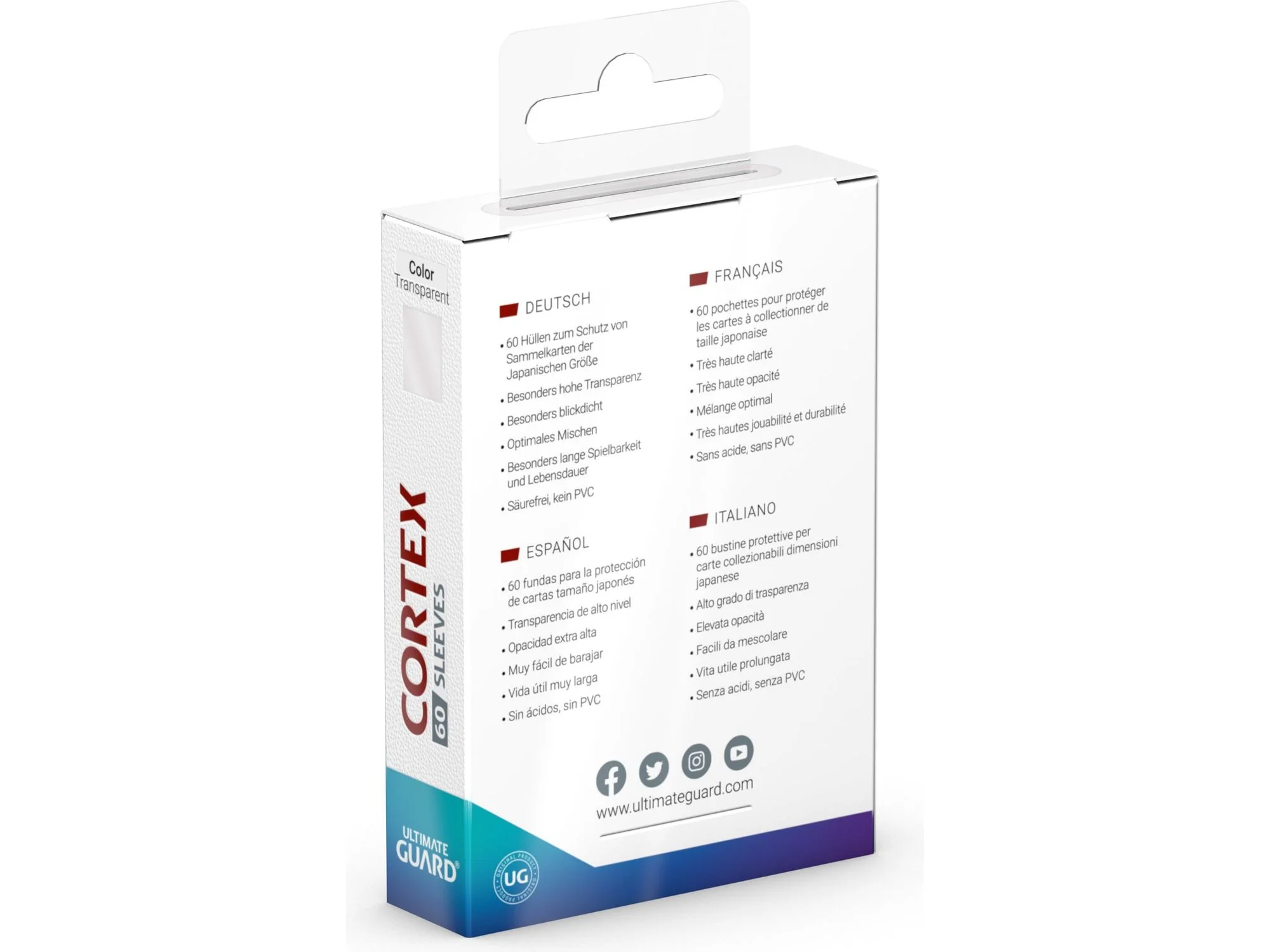 Ultimate Guard - Cortex Sleeves - Japanese Size - Glossy - Transparent - 60 Count - Image 3