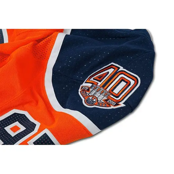 Upper Deck Authenticated - Connor McDavid Autographed & Inscribed Edmonton Oilers Authentic Orange Jersey with 40th Anniversary Shoulder Patch - Image 5