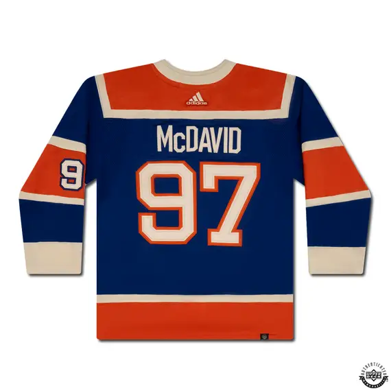 Upper Deck Authenticated - Connor McDavid Autographed Royal Blue Adidas Edmonton Oilers 2023 Heritage Classic Authentic Jersey - Image 3