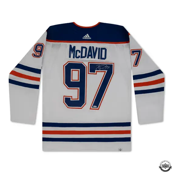 Upper Deck Authenticated - Connor McDavid Autographed White 2023 Adidas Edmonton Oilers Jersey