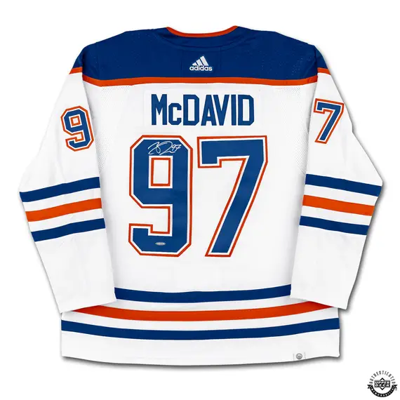 Upper Deck Authenticated - Connor McDavid Autographed White Adidas Edmonton Oilers Jersey